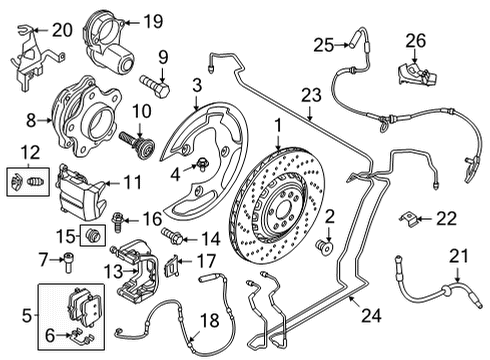 2020 BMW X5 Rear Brakes Brake Pad Wear Sensor, Rear Diagram for 34356870352