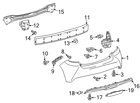 2017 Toyota Yaris Rear Bumper Side Support Diagram for 52155-0D101