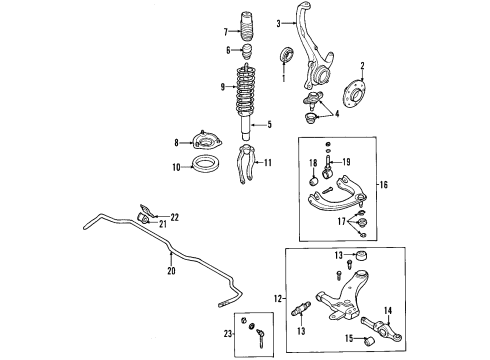 2001 Kia Optima Front Suspension Components, Lower Control Arm, Upper Control Arm, Stabilizer Bar Arm Assembly-Front Upper LH Diagram for 5441038600