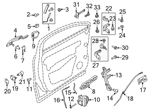 2016 Lincoln MKC Front Door Lock Cylinder Assembly Diagram for EJ7Z-7821991-C