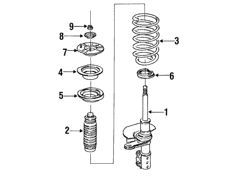 1993 Buick Skylark Struts & Suspension Components - Front Mount Asm, Front Suspension Strut Diagram for 22145613