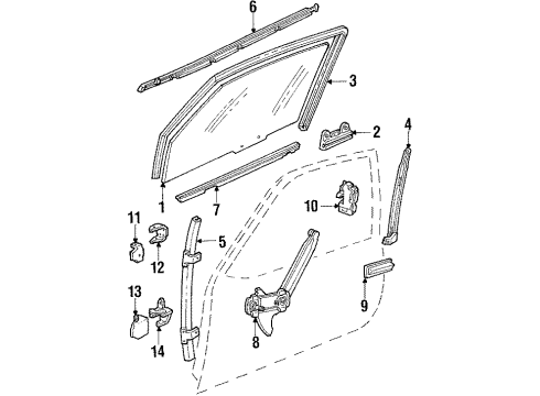 1988 Chevrolet Cavalier Door Hardware, Glass & Hardware Window Regulator ASSEMBLY Diagram for 20446081