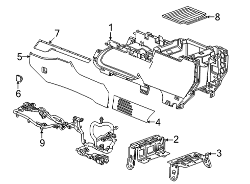 2022 GMC Yukon Center Console Console Base Diagram for 84906584