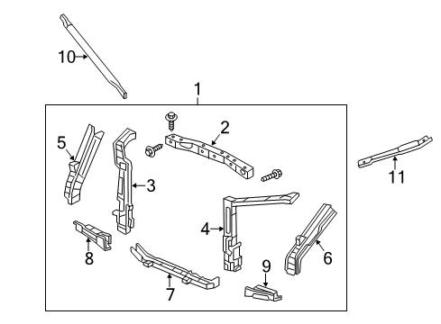2014 Acura MDX Radiator Support Crossmember Set, Front Bulkhead (Lower) Diagram for 04603-TZ5-A00ZZ
