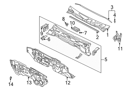 1997 Infiniti QX4 Cowl Dash-Lower Diagram for 67300-0W030