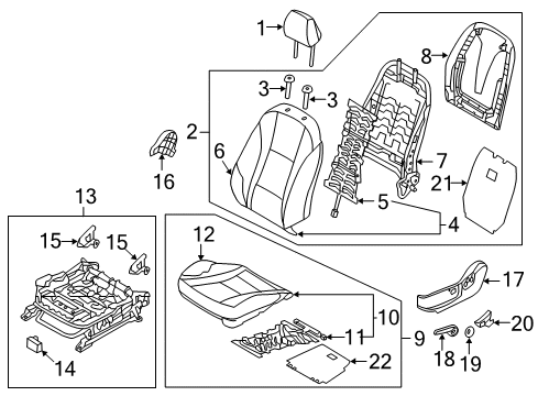 2017 Hyundai Elantra GT Driver Seat Components Front Passenger Side Seat Back Covering Diagram for 88360-A5020-SGC