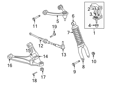 2004 Dodge Viper Suspension Components, Lower Control Arm, Upper Control Arm, Stabilizer Bar Bushing Diagram for 4848052AB