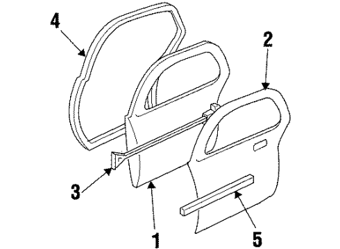 2001 Oldsmobile Intrigue Rear Door Weatherstrip-Rear Side Door Auxiliary <Use 1C5K*Gray Diagram for 10410011