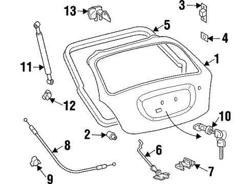 1998 Hyundai Elantra Tail Gate Screw-Machine Diagram for 81456-M1000
