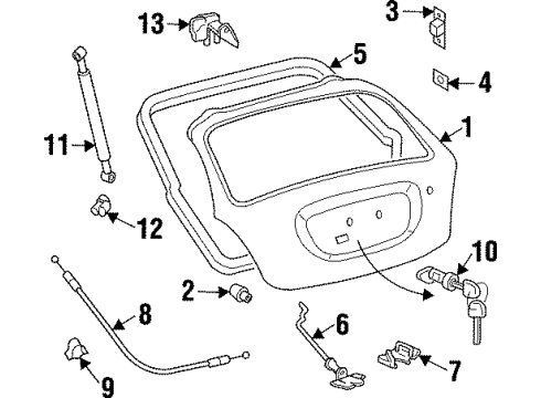 1998 Hyundai Elantra Tail Gate Hinge Assembly-Tail Gate Diagram for 79770-29200