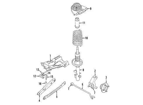 2002 Mercury Cougar Rear Suspension Components, Lower Control Arm, Stabilizer Bar Front Arm Diagram for XS8Z-5500-AA