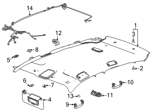 2021 Chevrolet Trailblazer Interior Trim - Roof Headliner Diagram for 42748995