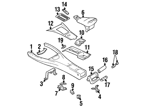 2000 Cadillac Catera Front Console LINER, Floor Console Diagram for 9105062