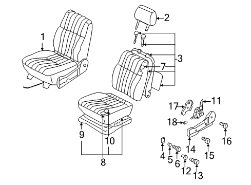 1999 Nissan Frontier Front Seat Components Bolt Diagram for 08126-8201E