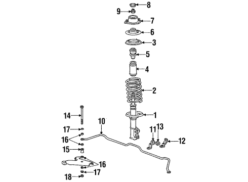 1992 Hyundai Scoupe Struts & Suspension Components - Front Spacer-Stabilizer Bar Joint Diagram for 54823-24000