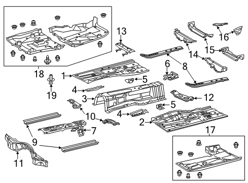 2013 Lexus GS350 Pillars, Rocker & Floor - Floor & Rails Pan, Front Floor, LH Diagram for 58112-30162