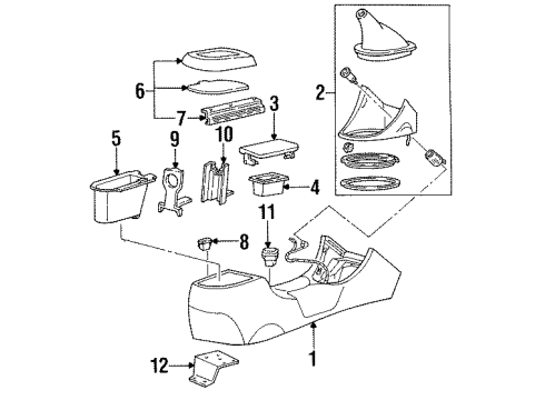 1995 Ford Mustang Center Console Cup Holder Track Diagram for F4ZZ6313562A