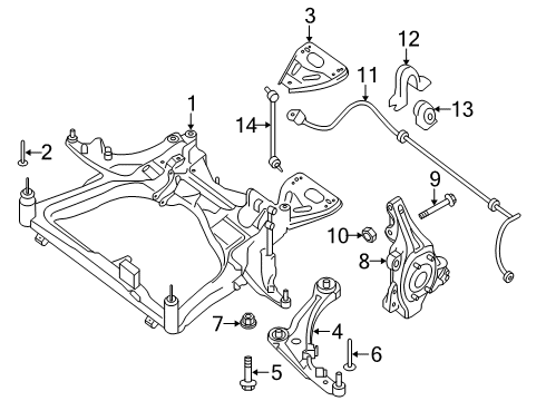 2018 Nissan Altima Front Suspension Components, Lower Control Arm, Stabilizer Bar Bush-Stabilizer Diagram for 54613-4RA0A