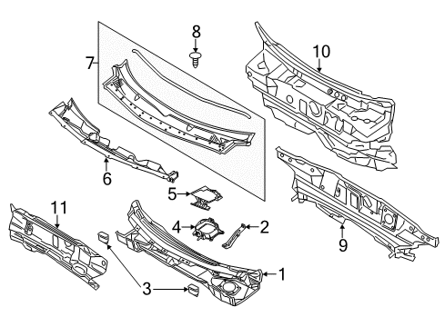 2017 Ford Explorer Cowl Insulator Diagram for FB5Z-7801670-B