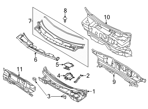 2017 Ford Explorer Cowl Dash Panel Diagram for BB5Z-7801610-A