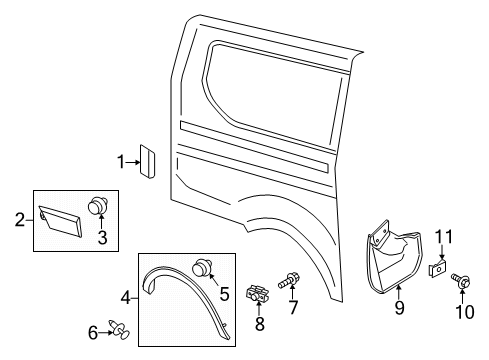 2015 Ford Transit-350 HD Exterior Trim - Side Panel Mud Guard Diagram for BK3Z-9928370-AA
