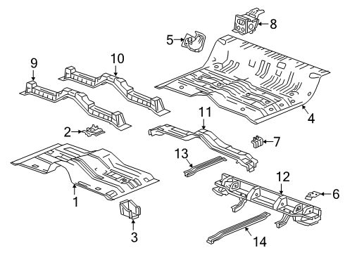 2020 Chevrolet Silverado 1500 Floor Bracket Diagram for 23398915