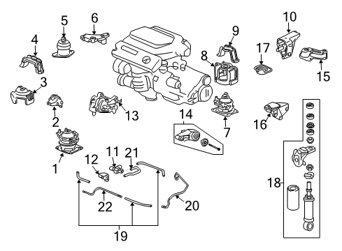 2007 Acura TL Engine & Trans Mounting Pipe Assembly, Rear Electronic Control Mount Diagram for 50935-SEP-A01