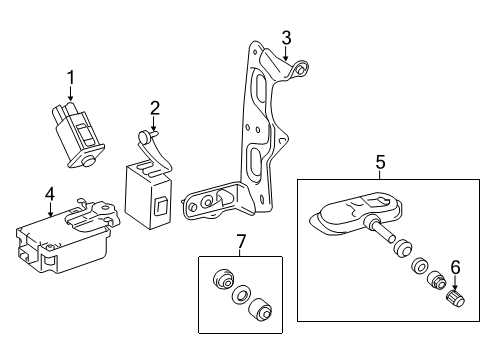 2010 Toyota Sequoia Tire Pressure Monitoring Computer Mount Bracket Diagram for 82861-0C013