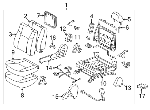 2010 Toyota Tacoma Front Seat Components Seat Cushion Pad Diagram for 71511-AD010