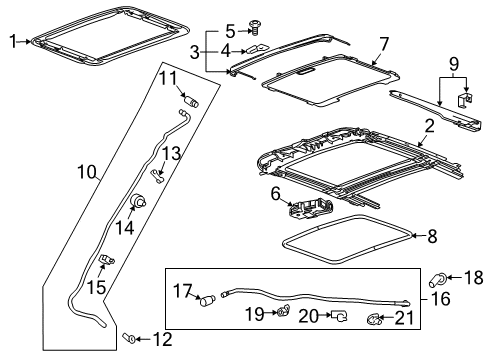 2011 Chevrolet Camaro Sunroof Sunshade Diagram for 92242168