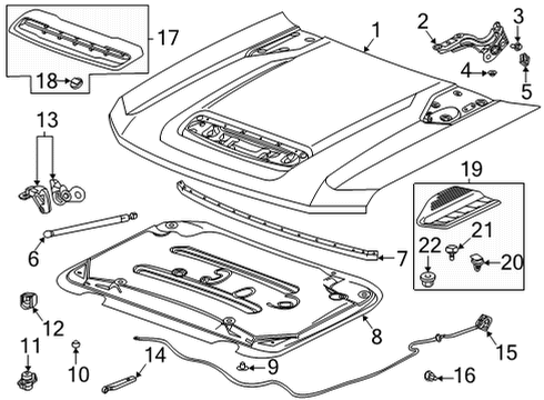 2021 Chevrolet Silverado 3500 HD Hood & Components Hood Diagram for 84830121