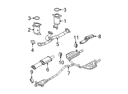 2010 Ford Fusion Exhaust Components Muffler & Pipe Diagram for AE5Z-5230-B