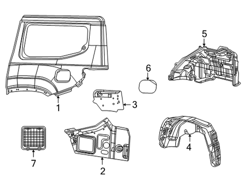 2022 Jeep Wagoneer Quarter Panel & Components SILENCER-WHEELHOUSE INNER Diagram for 68351550AF