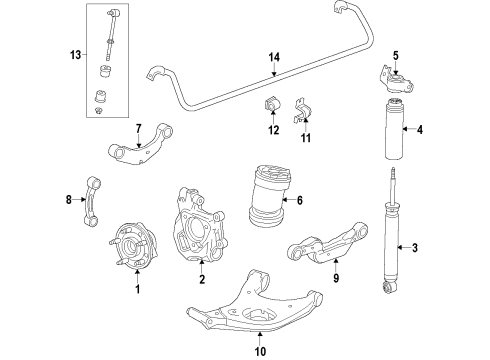 2014 Cadillac XTS Rear Suspension Components, Lower Control Arm, Upper Control Arm, Ride Control, Stabilizer Bar Module Diagram for 23446609
