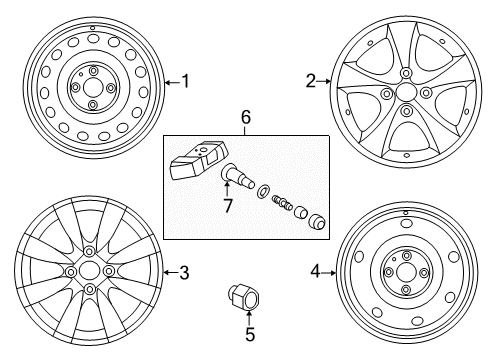 2013 Hyundai Accent Wheels 16 Inch Alloy Wheel Diagram for 52910-1R305
