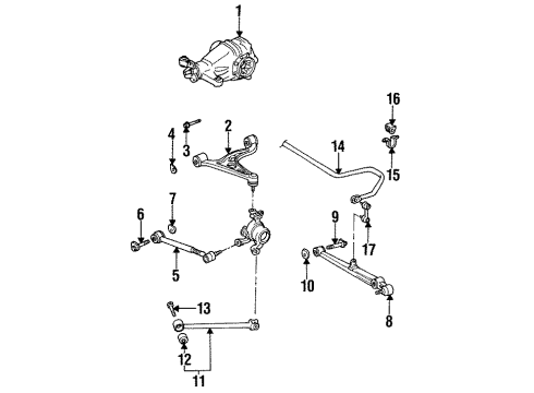 1995 Lexus GS300 Rear Suspension Components, Upper Control Arm, Stabilizer Bar Rear Suspension Control Arm Assembly Diagram for 48710-24020