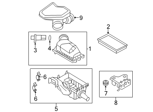 2012 Ford Edge Powertrain Control Air Inlet Assembly Diagram for BT4Z-9B659-A