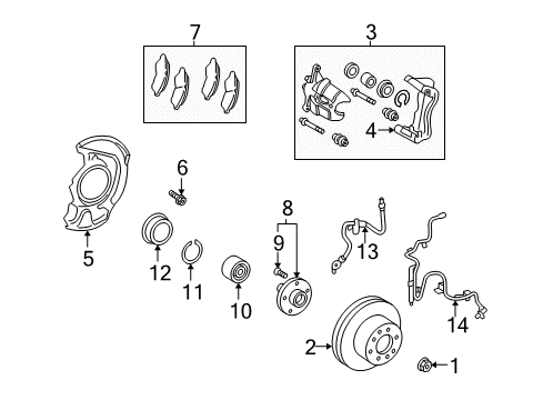 2005 Toyota Solara Front Brakes Splash Shield Bolt Diagram for 90080-11429