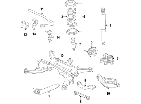 2014 Chevrolet Captiva Sport Rear Axle, Lower Control Arm, Upper Control Arm, Stabilizer Bar, Suspension Components Stabilizer Bar Diagram for 96843014