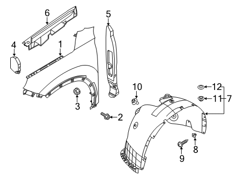 2020 Hyundai Palisade Fender & Components Front Wheel Guard Assembly, Right Diagram for 86812-S8000