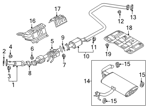 2018 Kia Niro Exhaust Components MUFFLER COMPLETE-CEN Diagram for 28601G5210