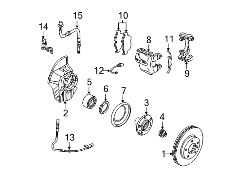 2003 BMW 330xi Front Brakes Clip Diagram for 34116750159