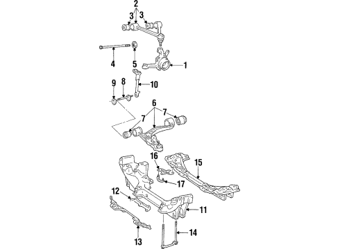 1996 Toyota Supra Front Suspension Components Front Suspension Upper Control Arm Assembly Left Diagram for 48630-19025