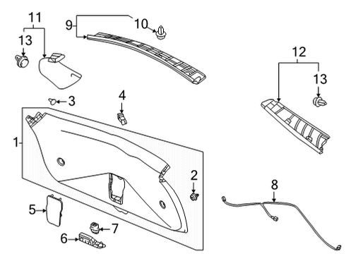 2022 Acura MDX Interior Trim - Lift Gate Cap (Deep Black) Diagram for 84432-TYA-A01ZA