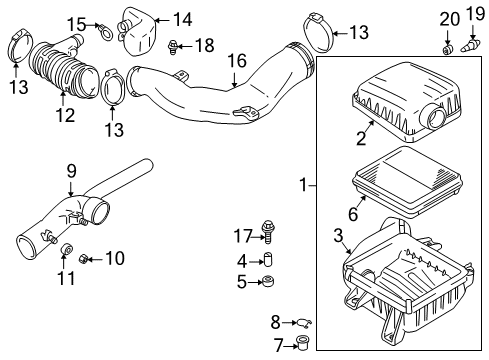 2003 Chevrolet Tracker Air Intake Cleaner, Air Diagram for 30027111