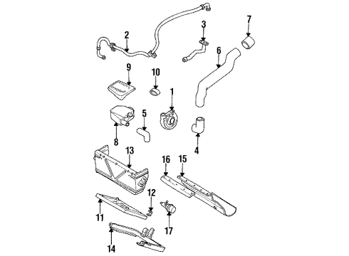 1991 GMC Sonoma Turbocharger Hose, Air Filter Asm To Air Crossover Pipe Diagram for 15637814