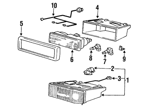 1993 BMW 850Ci Headlamps Lamp Insert Right Diagram for 63121383918