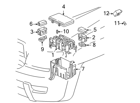 2006 Lexus GX470 Blower Motor & Fan Cover, Relay Block, Lower Diagram for 82663-60060