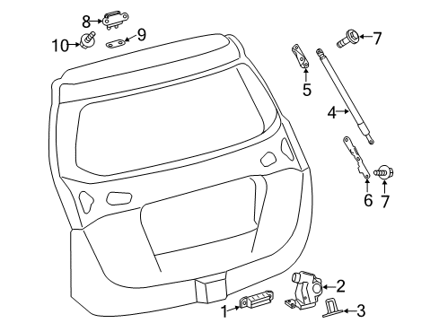 2014 Toyota RAV4 Lift Gate Lift Cylinder Lower Bracket Diagram for 68948-42020