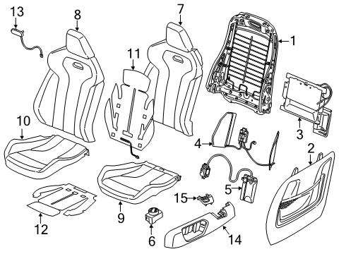 2021 BMW M2 Driver Seat Components Intermediate Pad, Seat Diagram for 52108058232